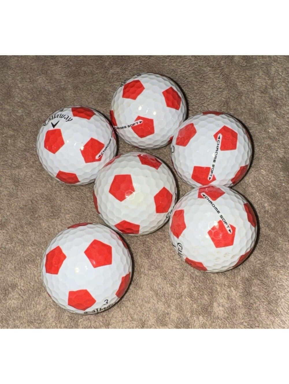 6 Callaway Chrome Soft Truvis Red  Golf Balls-used